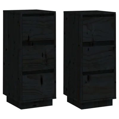 Produktbild von Sideboards 2 Stk. Schwarz 32x34x75 cm Massivholz Kiefer