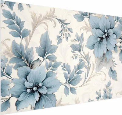 Produktbild von Posterpapier Poster - Turquoise Ornamental Retro Flowers 30x21 cm Blumen b-H-10011-ao-a