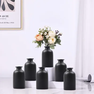 Image de Ensemble de 6 vases, en céramique noire, pour la décoration intérieure