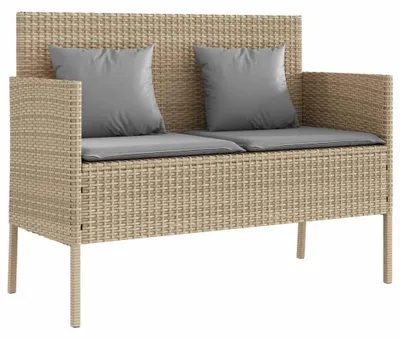 Obrázok produktu pre vidaXL Záhradná lavica s vankúšmi Béžová Poly Rattan