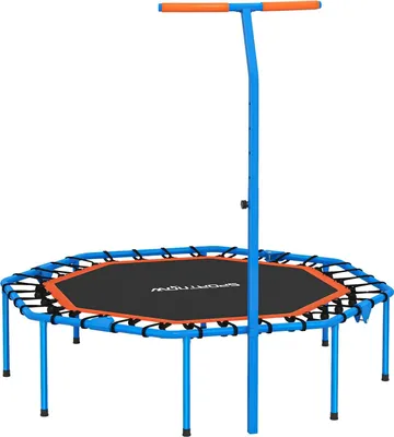 Obrázok produktu pre Fitness trampolína s nastaviteľnou rukoväťou, oceľová, na vnútorné použitie