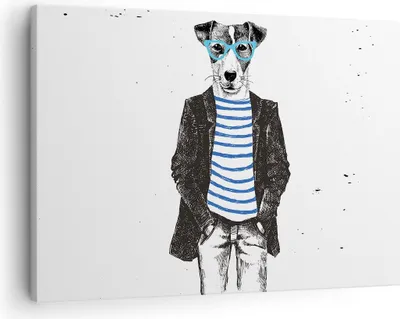 Produktbild von Bild auf Leinwand - Leinwandbild - Hund Abstraktion - 70x50cm - Wand Bild - Wanddeko - Wandbilder - Leinwanddruck - Bilder - Kunstdruck - Wanddekoration - Leinwand bilder - Wandkunst - AA70x50-3848