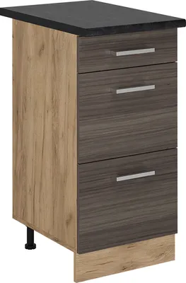 Produktbild von Küchenunterschrank Vicco R-Line Edelgrau 40 cm mit Schubladen, AP Anthrazit, Model 53919