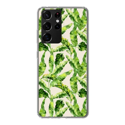 Produktbild von MuchoWow® Handyhülle Schutzhülle Hülle für Samsung Galaxy S21 Ultra Palmenblatt - Muster - Tropisch Silikon Softcase Handy Hülle - Mobiltelefon