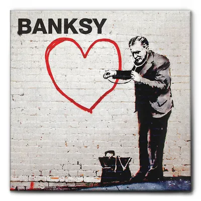 Immagine prodotto di Giallobus - Cuore Dottore - Banksy - 100L x 100l cm - Quadro - Tela Canvas Telaio Standard