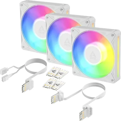 Produktbild von ARCTIC BioniX P12 A-RGB (White) – 3 Pack 120 mm PWM-Lüfter mit Daiy Chain, Ventilator, 12 cm, 450 RPM, 3000 RPM, 129 m³/h, Weiß