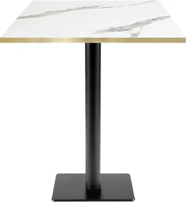 Produktbild von Hochtisch 70 x 70 cm – Modell MilanT aus weißem Marmor mit Messingkanten