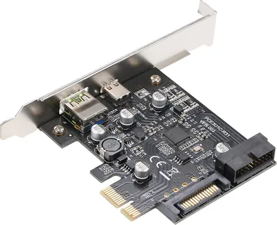 Image de Carte d'extension PCI-e vers USB3.1 Type-C Carte d'extension PCI-E vers USB Fast Charge avec adaptateur frontal 19 broches GEN1 5G PCI-express