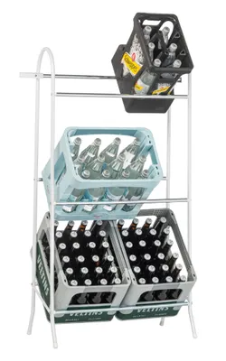 Produktbild von SCHULTE Regalwelt Getränkekistenregal für bis zu 6 Kisten, 118x61x41 cm (HxBxT), Traglast pro Ebene ca. 40 Kg, weiß, Getränkeregal, Bierkistenregal