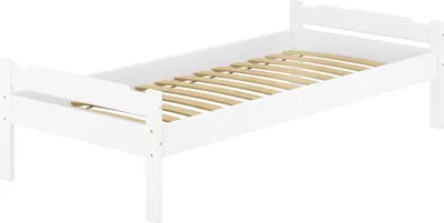 Produktbild von Einzelbett massiv Kiefer weiß 90x200 Futonbett Holzbett Zubehör wählbar V-60.31-09WFederleisten