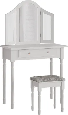 Productafbeelding van Kaptafel set met kruk Vicco Kate Wit 80 cm met spiegel en kruk, Model 39552