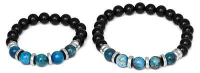 Immagine prodotto di Bracciale minerale per padre e figlio MINK137/SET (occhio di tigre, pietra lavica, ematite)