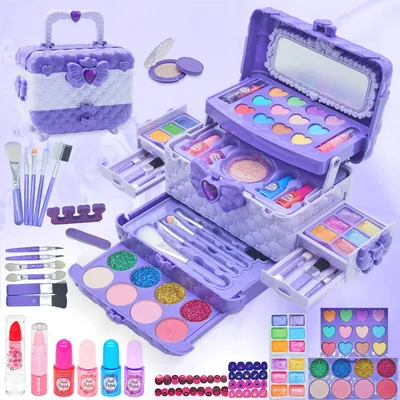 Imagen del producto de Omgoods - Set de maquillaje para niñas, maletín de maquillaje lavable