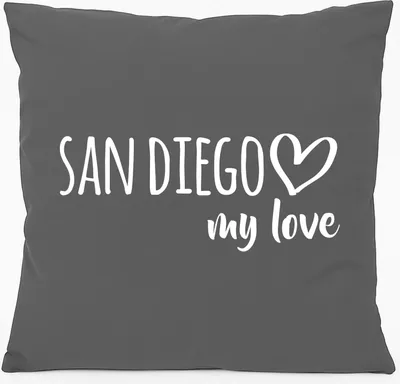 Produktbild von Huuraa Kissen San Diego my love 40x40cm mit Füllung Steel Grey Baumwolle Dekokissen Geschenkidee