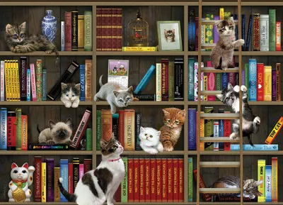 Produktbild von Cobble Hill Puzzle Katzenbibliothek - 1000 Teile Puzzle