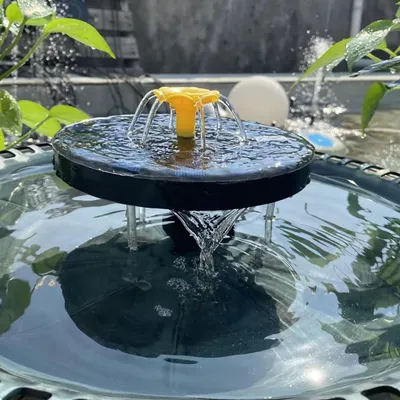 Immagine prodotto di Set per fontana a energia solare, completo di batteria - Vasca da 51 cm con aspetto legno, colore grigio