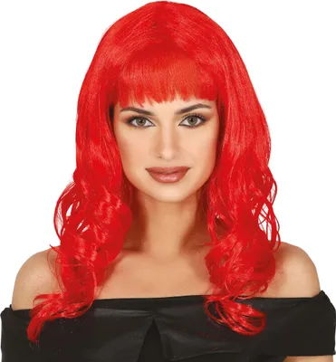 Produktbild von Karneval Perücke Lange Haare Fantasie Parade Farben Frohsinn Spaß, Farbe: Rot