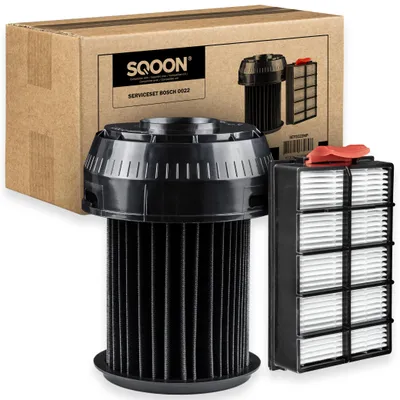 Produktbild von SQOON Serviceset für Bosch Roxx’x Staubsauger, Ersetzt 00649841 & 00570324 – Zylinderfilter + HEPA-Filter Für optimale Filterleistung & saubere Luft