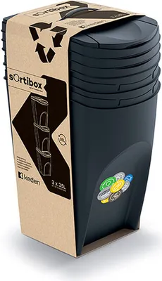 Produktbild von Keden SORTI BOX 3x35l Abfalleimer - schwarz Recycling