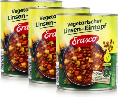 Produktbild von Erasco vegetarischer Linsen-Eintopf 800g Fertigessen (3er Pack)