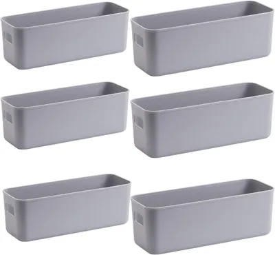 Productafbeelding van Opbergdozen 28x10x11 cm, 6 stuks, plastic, met handvatten, voor keuken