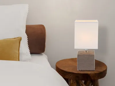 Produktbild von LED Tischleuchte, Lampenschirme Stoff Braun, Nachttischlampe für Fensterbank