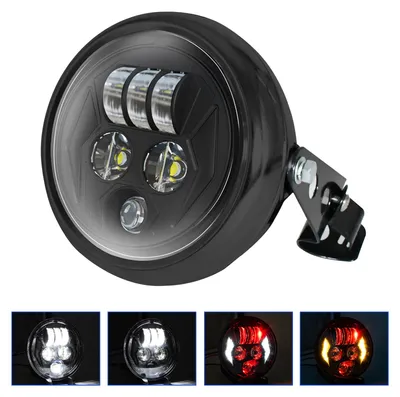 Obrázok produktu pre 5,75-palcový LED svetlomet na motocykel s držiakom na karosériu, diaľkové svetlo/potkávacie svetlo/denné svetlo/blinkre, 1 balenie