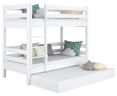 Immagine prodotto di Letto a castello in legno con letto estraibile N01 Bianco 100x180