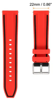 Produktbild von Uhrenarmb?nder Silikon 22mm Uhrenarmband Gummi mit Edelstahl 304 Schnellverschluss Dornschlie?e Zweifarbig Ersatzuhrband Watch Strap Quick Release fš¹r M?nner Frauen, Rot Schwarz
