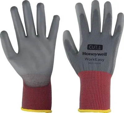 Produktbild von Handschuhe Workeasy 13G GY Polyurethan1 Gre 9 grau/rot EN 388 PSA-Kategorie II