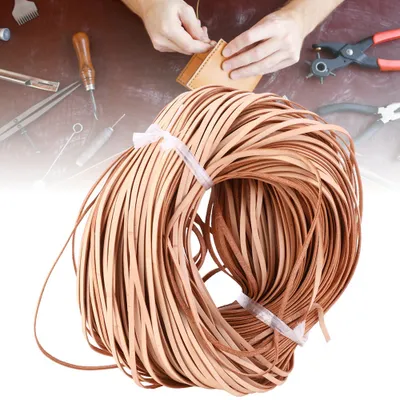 Image de Cordon en cuir, bande en cuir, lacet en cuir, cordon perlé en cuir, cordon plat en cuir