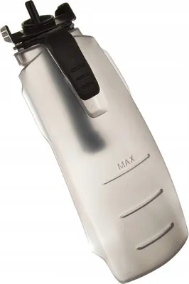 A clear plastic water tank with a black nozzle and handle, marked with a 'MAX' fill line.