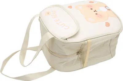 Obrázok produktu pre Izolovaná obedová taška pre dievčatá Kreslený vzor Veľkokapacitná hliníková fólia Zahustená obedová krabička Kawaii pre školu v kancelárii (béžový mliečny čajový medveď )