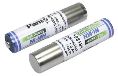 Two rechargeable batteries are shown against a white background.