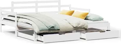 Zdjęcie produktu dla VidaXL 3302238, sofa rozkładana, Biały, Drewno sosnowe, 2035 mm, 980 mm, 760 mm