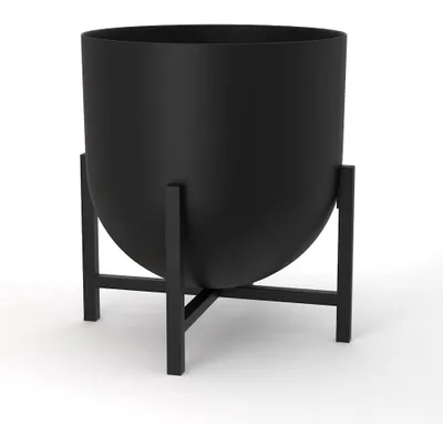 Image de Pot de fleurs avec support pour plantes, pour intérieur, 22 cm, noir