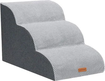 Productafbeelding van Hondentrap voor kleine honden, 40 cm hoog - 3 treden, afneembaar, wasbaar, met waterdruppels en antislip