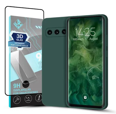 Produktbild von Hülle für Samsung Galaxy S10 mit 9H Displayglas Displayschutz Case Cover Bumper Smartphone Softgrip Schutzhülle Farbe: Grün