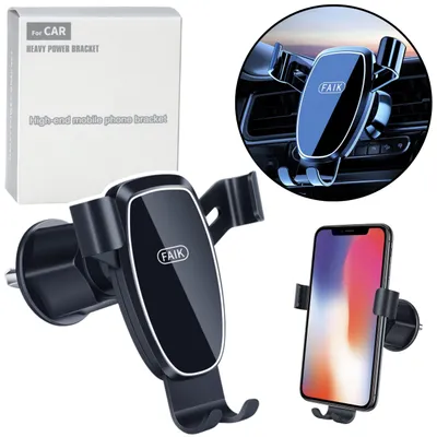 Image de Support de téléphone de voiture par gravité pour grille d'aération noir