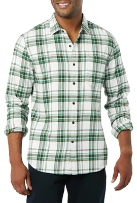 Produktbild von A. Essentials Herren Flanellhemden Langarm Slim Fit Button Down Plaid Green Whit
