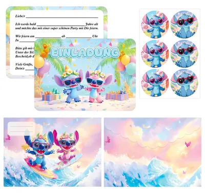 Produktbild von SYSYSYYASNL Deutsche Version Einladungskarte zum Kindergeburtstag, Einladungskarte zum Kindergeburtstag mit Cartoon-Motiven - Geeignet für 12 Personen, exquisites Design, perfekte Partyeinladung（d – S