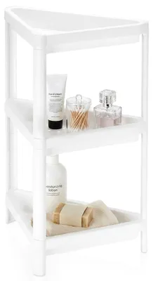 Zdjęcie produktu dla Storage Solutions | Półka narożna łazienkowa - 3 poziomy - 44x33x71 cm - Biała - Odporna na wilgoć