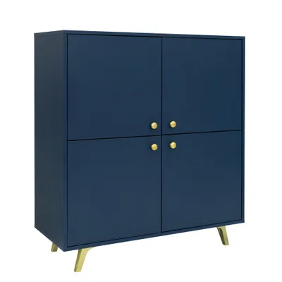Produktbild von Masseno Kommode GALIO 100 cm Sideboard mit Schubladen und 4 Türen für Wohnzimmer Schlafzimmer Modern 100x41x112 cm Blau
