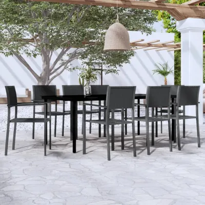 Produktbild von The Living Store 9-tlg. Garten-Essgruppe Schwarz