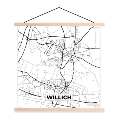 Produktbild von MuchoWow® Textilposter Willich - Karte - Stadtplan 40x40 cm mit holzfarbenen Rahmen - Posterleiste