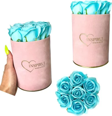 Immagine prodotto di Fioriera Inspiruj - Scatola rosa con rose di sapone - N. 2 azzurro