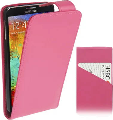 Produktbild von Handyhülle Flip mit Kreditkartenschlitz für Samsung Galaxy Note 3 N9000 pink