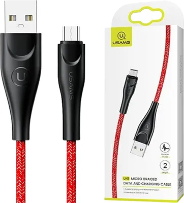 Produktbild von Usams Geflochtenes Kabel U41 Microusb 2M 2A Rot/Rot Sj396Usb02 (Us-Sj396) Schnellladung