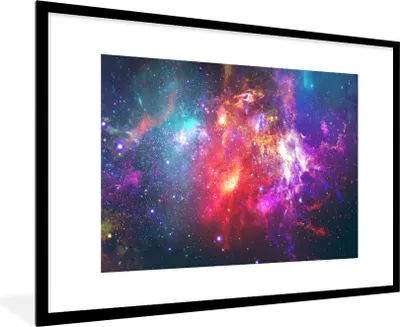 Produktbild von MuchoWow® Gerahmtes Poster Sterne - Farben - Weltraum 90x60 cm - Poster mit Schwarzem Bilderrahmen Wandposter Rahmen Foto Bilder - Wanddekoration - Fotos
