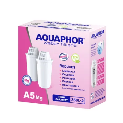 Produktbild von AQUAPHOR A5 Mg Aqualen + Magnesium Wasserfilter-Kartusche 2 Stck fr Provence, Prestige, Atlant, Arctic und Smile Tischwasserfilter
